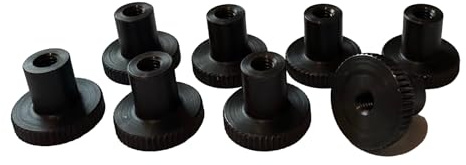 PrecisionGeek - Écrous moletés/Adaptateur d'écrou de blocage de roue à pouce femelle, plat - Acier oxydé M4 x 13 mm, épaulement DIN 466 de 16 mm de diamètre (lot de 8 pièces)