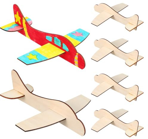 jojofuny 20pcs DIY Wooden Airplane Model Kit - Model Aircraft Kits, Unpainted Wooden Planes Model for Painting Educational DIY Model Blank Assemble Party Favors