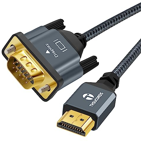 Thsucords HDMI to VGA Cable 2M. Uni-Directional HDMI to VGA Cable (Male to Male) Compatible for Computer, Desktop, Laptop, PC, Monitor, Projector