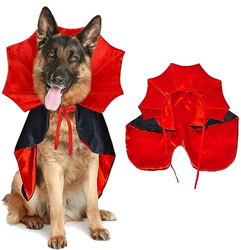 GOYOSWA Costume di Halloween per cani, mantello da vampiro e diavolo, costume per Halloween per cani di taglia piccola, media e grande (taglia L)
