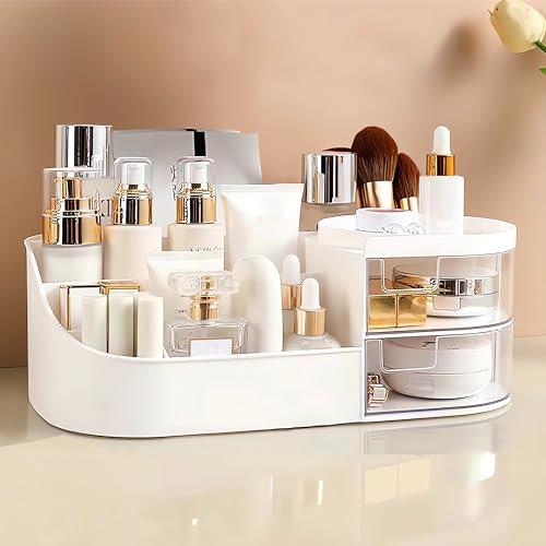 JIOUHM Porta Trucchi Organizer Make Up Organizer per Cosmetici, multiuso porta trucchi organizer da bagno e Camera da Letto con Piccolo Cassetto