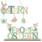 PAIVSUN Ostern Hase Deko,Osterhase Holz Deko Aufsteller mit Schriftzug Ostern für Osterdekoration,Hase Aufsteller für OsterDeko Tischdeko(Grün)