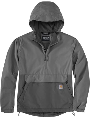 Carhartt Rain Defender Anorak léger et pliable pour homme Coupe ample, Acier/gravier, Medium
