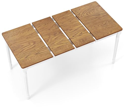Giantex Rectangular Extendable Dining Table for 4-8 People with Rubber Wood Legs, 220 Lbs Capacity, Large Folding Kitchen Table for Dining Room, Living Room, Small Space, Dinner, Dinette