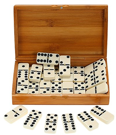 Ensemble de Dominos Haut de Gamme, Jeu de Dominos Classique 28 Pièces épaisses dans Une Boîte en Bois pour Les Familles Adultes