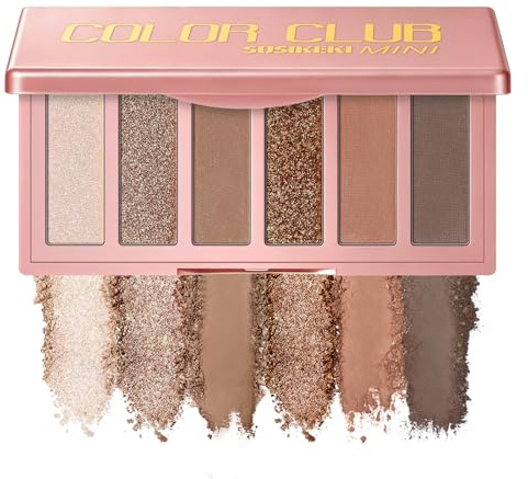 6 Colors Mini Eyeshadow Makeup Palette Olive-colored Neutral Tone Eye Shadow Matte & Shimmer Nude Make Up Pallet with Mirror Blendable Highly Pigmented Travel Size Gift Kit 04 (05)