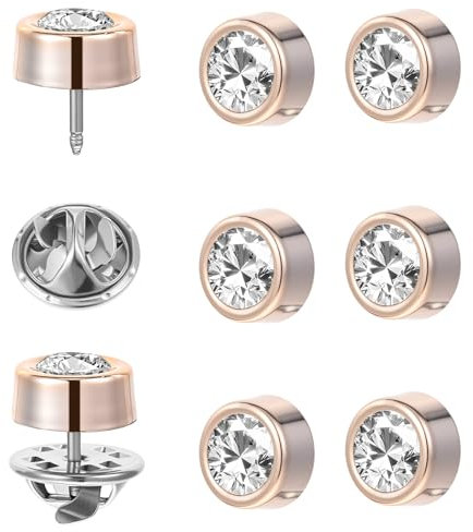 Lot de 6 mini broches à boutons en cristal sans couture, anti-exposition, amovibles, réutilisables, pour chemisiers de femme (argent, 1,3 x 1,3 x 1,2 cm)