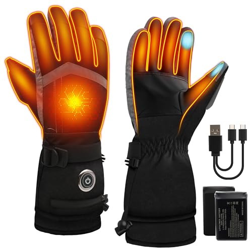SVPRO Gants chauffants, 5 V 6000 mAh, rechargeables, pour homme et femme, gants chauffants électriques imperméables et coupe-vent pour le ski, la chasse, la moto, le travail en plein air