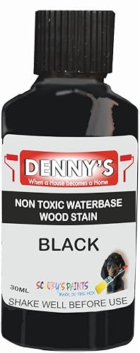 Wood Stain Water Based | 12 Colours | Interior Furniture Stain | Light & Dark Stains | Eco-Friendly & Non-Toxic Wood Dye Paint | Easy Application | Quick Dry & Low Odour (Black 30ml Tester)
