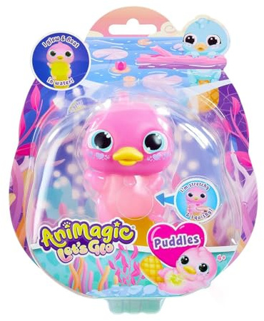 Animagic Let's Glo Platypus – rosa | Din stretchiga, squishy, upplysta bästa vän | Glöd & flyter i vatten! | Interaktivt elektroniskt husdjur | För barn i åldern 4+ | Lysande och vattentät sensorisk näbbdjur - Platypus simmar i vattnet - leksak för barn från 4 år