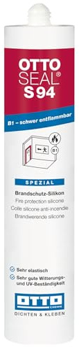 OTTO-SEAL S 94 Mastic d'étanchéité professionnel en silicone B1 pour joints, vitrage, métal, verre, béton, intérieur et extérieur, réticulation neutre, sans MEKO, résistant aux UV et aux intempéries