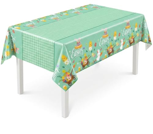 ALLGAYER Easter Tablecloth, 274 x 137 cm Large Rectangle Paper Table Cover, Easter Table Decorations,Bunny and Egg Pattern for Spring Party, Indoor Outdoor Picnic,Party Supplies for Kids