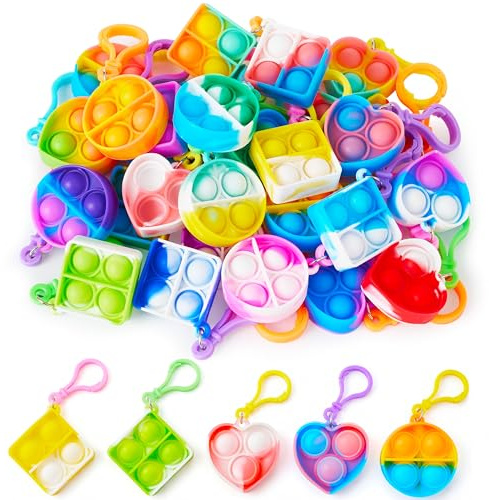JOYIN: 30 stycken för Barnfestsäckar. Blandning av antistress leksaker, Mini antistress leksaker, nyckelringar för att klämma. Souvenirs för fester.