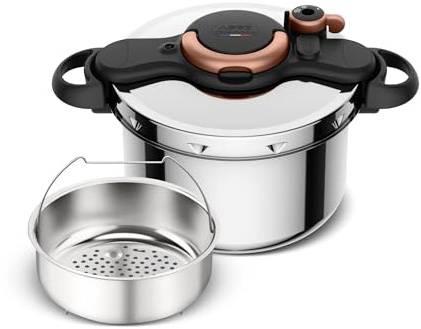 SEB - Cocotte Minute Clipso Minut Easy - Cuiseur vapeur - 6 L - Noir | Cuiseur vapeur pour 4 à 6 personnes - Ouverture facile une main - Cuisson rapide - Marmite compatible lave vaisselle