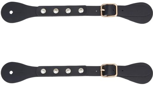 GORGECRAFT 2Pcs PU Leather Spur Straps 22cm Black Adjustable Single Ply Western Vintage Cowboy Boots Belt Detachable Buckle Shoelace Ankle Shoe Strap Band for Men Women Horse Riders