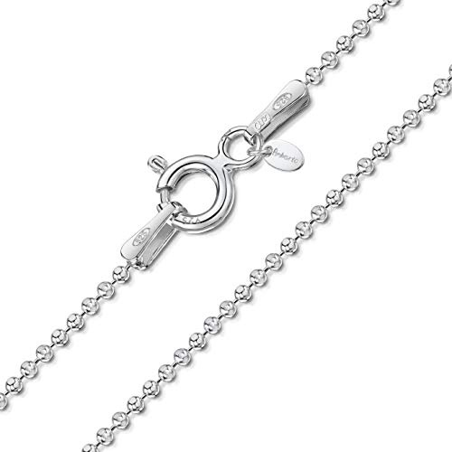 Amberta Cadena Bolitas de Plata | Collar Plata Ley 925 Bolas 1.1 mm para Hombre y Mujer | Cadena Plata 925