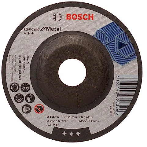 Bosch Professional 1x Disco de Desbaste Acodado Standard for Metal (para Metal, Ø 115 x 6 mm, Accesorios Amoladora)