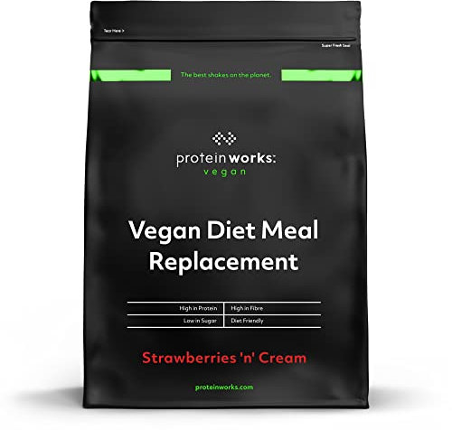 Protein Works - Vegan Diet Meal Replacement Shake | Nutritionally Complete 250 Calorie Meal | Vegan Meal Shake | Plant Based Meal | 28 Servings | Strawberries 'n' Cream | 2kg