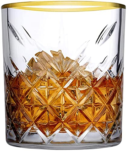 Topkapi Timeless 52780 Gold Touch Shotglas Likör Schnaps Edelbrand Glas im Kristall-Design, V ~62 ml, Goldlinie, 4er Set