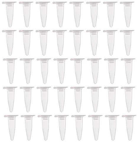 HUAZIZ 500 pcs 0,2 ml Tubos de Ensayo Tubo Centrifuga Transparente,Polipropileno Graduado Transparente Plástico Centrífuga Vials con Tapa Plana a Presión, Tubos de Ensayo Micro Centrifuge Tubes