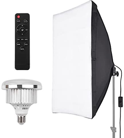 Andoer Kit de iluminación de estudio de fotografía Softbox Light Set con 50 x 70 cm Softbox + 45 W 3200K-5600K Bi-Color Temperature LED Light + Mando a distancia para estudio Retrato Producto