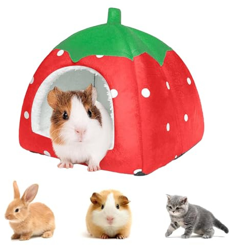 Jilskl Casetta per Animali Domestici, Letto Porcellino d'India, Nido di Gabbia per Cincillà, Piccolo Animale Letto per Cincillà, Riccio, Cavia, Criceto, Furetto, Ratto, Gatto, Cane (Rosso)