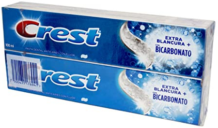 C CREST Toothpaste, Extra Blancura + Bicarbonato, 2 x 100 ml, Mint, 2 Count