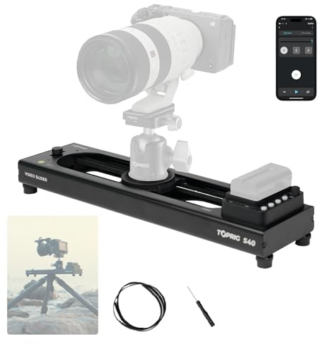 Accsoon Toprig S40 Video Slider, 16''/40 cm Motorized Camera Slider with Full Button Control, Support APP-Video Mode/Time-Lapse/Loop Mode, Speed Control Konb, 120° Panoramic Shooting for Photographer