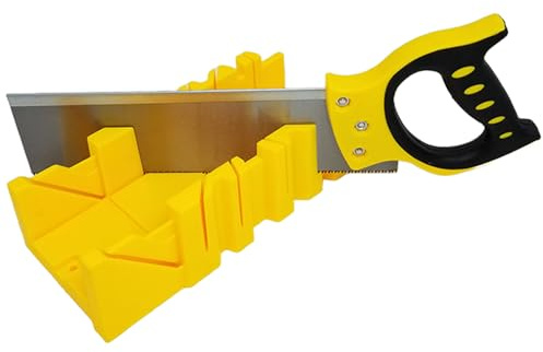 Backsaw and Miter Box, 14 Inch Saw with 90 degree, 45 degree, and 22.5 degree Angle Slots for Woodworker Carpenter Carver