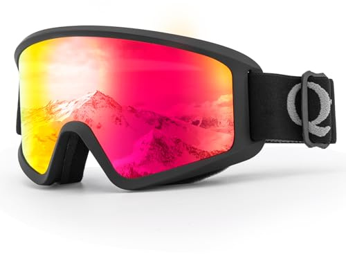Qunature Skidmask, Snowboardglasögon, UV 400, Ski Goggles Stor Vision, Anti-Dimma, Vindtät, Lämplig för Snowboarding, Klättring, Andra Vintersporter
