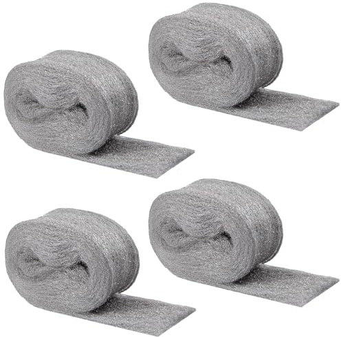 Wennala 4 stück Stahlwolle Gegen Mäuse，Stahlwolle Fein，Feine Stahlwolle für Edelstahl，Leicht zu Schneiden，Edelstahlwolle für Haus Garten Haus Garage Nagetiere Effektiv Isolieren
