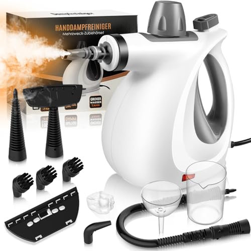 Limpiador a vapor de suelo, 1050 W limpiador a vapor de mano con 11 accesorios Alta temperatura y presión Sin productos químicos, limpiador a vapor de mano para todo alfombras azulejos baño tapicería