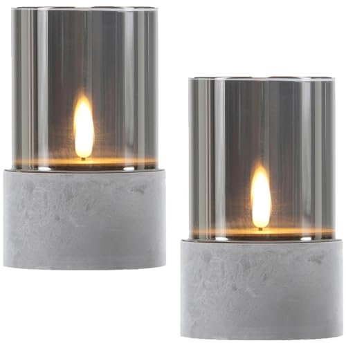 2-pack LED-ljus i glaslykta, grå, Kalio