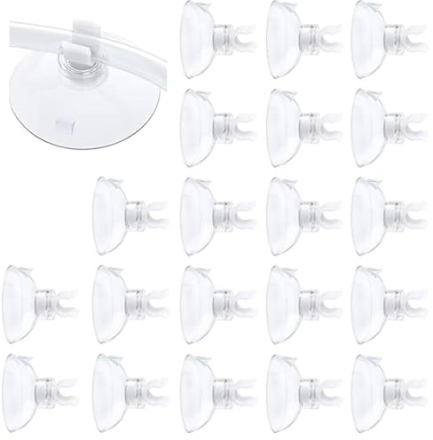 20 Pack Aquarium Suction Cup Clips - Secure Suction Holders for Fish Tank Airline Tubing, Durable Clips for Fish Tank Accessories - Easy to Install
