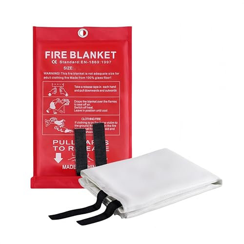 SHSHbuy Couverture Anti-Feu,Couverture Anti-Feu d'urgence,1 * 1m Couverture Anti Feu en Fibre de Verre pour Camping,Cuisine,Maison,Bureau,Voiture