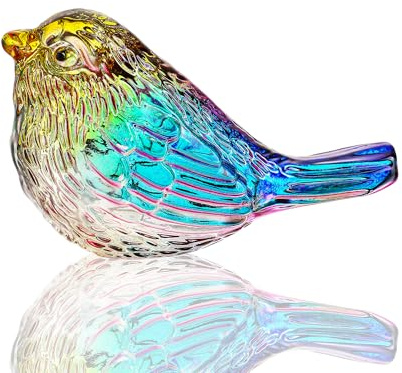 H&D HYALINE & DORA Figuras de Pájaros de Cristal Colorido Arte de Cristal Champán Pájaros de Cristal Figuras Coleccionables Arte Hecho a Mano Lindo Regalo de Animal