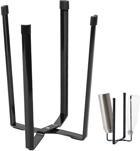 Scolabottiglie Nero Pieghevole Metallo, Portabottiglie, Scola Borracce da Lavandino, per Bottiglie, Tazze, Bicchieri