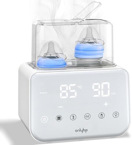 OnlyBP® Doble Calentador y Esterilizador de Biberones 10 en 1 - Calienta Biberones en 3 Minutos - Doble Capacidad - Calentador de Leche, Esteriliza, Descongela - Calentador Biberones Portatil