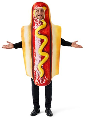 Spooktacular Creations Couple HotDog Costume Adult Digital Printing Food Costume Outfit for Halloween Dress Up Party-S-M