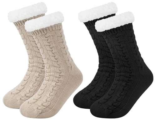 Chalier Fashion Chaussettes Femme Antidérapantes Chaussettes Chaudes Hiver pour Femmes Antidérapantes Chaudes Hiver