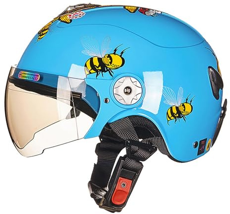 Casque De Moto Mignon Pour Enfants, Demi-Casque Léger À Visage Ouvert Pour Garçons Et Filles Avec Visière Solaire,Casque De Cyclomoteur Quatre Saisons Pour 3 À 16 Ans,Homologué ECE B,50-56cm