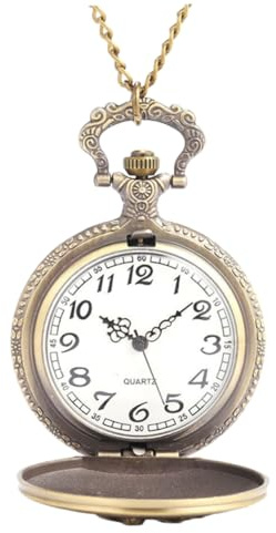NIYANGLE Retro Pocket Watch Necklace Quartz Pocket Watch with Chain Lightweight Portable Pendant Vintage Jewellery for Men and Women Easy to Wear Accessory for Daily Time Checking and Decoration