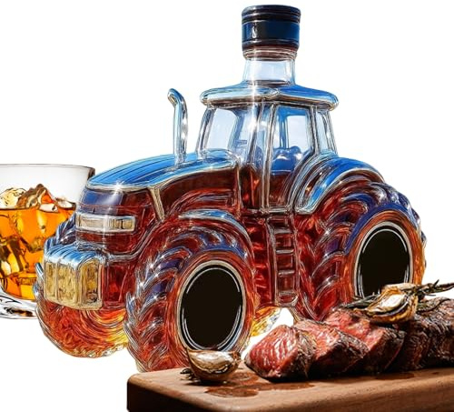 DzpKrka Whiskey Decanter, 300ML Tractor Whiskey Bottle, 18x13x13cm Tractor Alcohol Container, Liquor Decanter Bottle, Novelty Glass Whiskeys Decanters, Wine Storage Utensils for Restaurant Barbeque