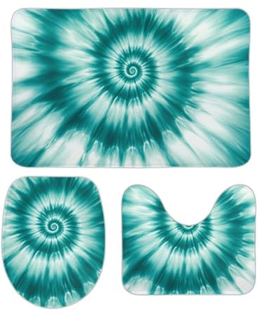 Juego De 3 Alfombrillas De Baño Tie Dye Swirl Juego De Alfombrillas De Baño Antideslizantes Lavable Alfombras De Cama, para Dormitorio, Cocina, Bathroom