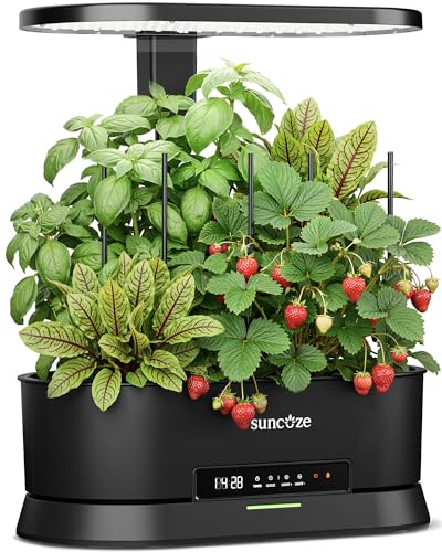 SUNCOZE Huerto Hidropónico Desmontable con 12 Cestas, Negro