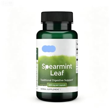 Spearmint Leaf Full Spectrum Digestive Supplement för Digestive-Comfort-sökande vuxna, Vegan, icke-GMO Digestive & Hud Supplement