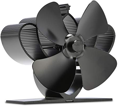 NETTA 4 Blade Mini Woodburner Stove Fan - Silent Operation - Eco Friendly Circulation - Efficient Heat Distribution - Ideal Small 13cm Log Burner Fan and Woodburner Fireplace Fan - Black