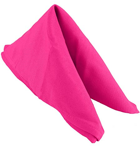 Trimming Shop 20 Inch Fuchsia Polyester Table Napkins, 50x50cm Square, Reusable, Wrinkle-Resistant Cloth Napkins for Dinner Parties, Events, Weddings, Restaurants & Hotels, 20pcs