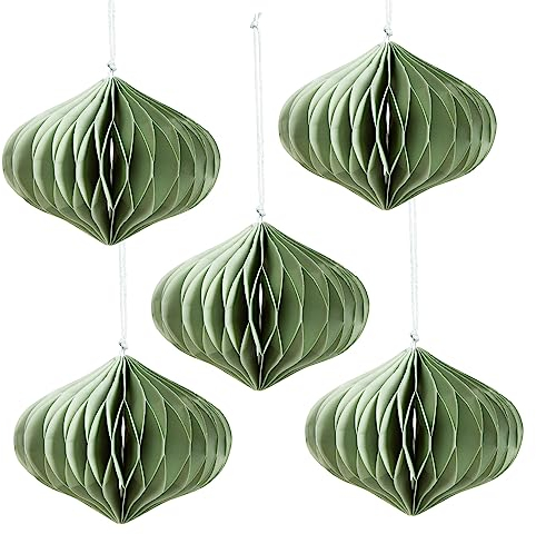 Logbuch-Verlag 5 Weihnachtskugeln aus Papier Baumschmuck zum Aufhängen grün 10 cm weihnachtliche Anhänger