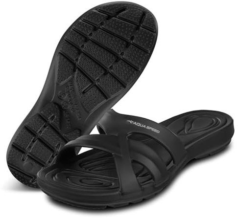 Aqua Speed Set de chanclas + toalla de microfibra para mujer | Sandalias de ducha para mujeres y niñas | Sandalias de sauna | Chanclas de baño